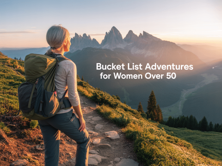 Bucket list adventures for women over 50. Woman on a trail