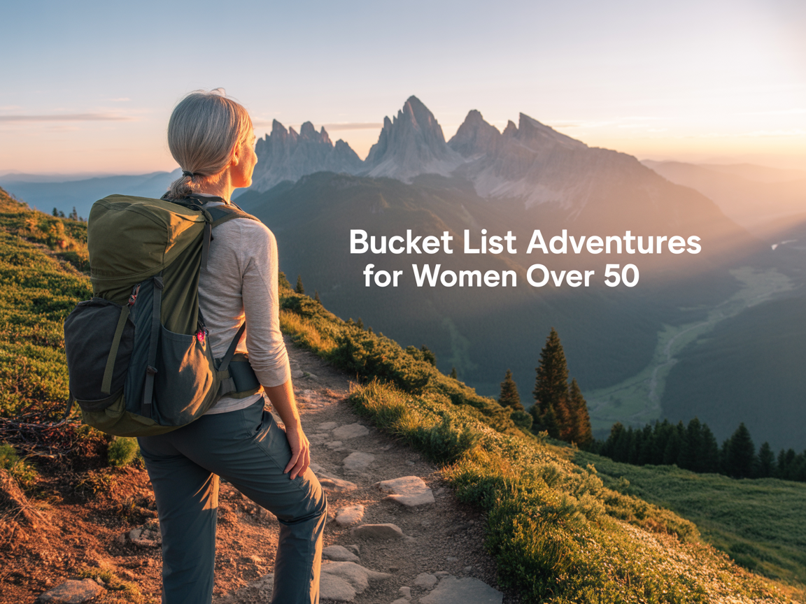 Bucket list adventures for women over 50. Woman on a trail