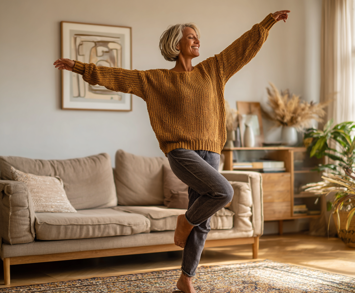 Woman joyfully dancing