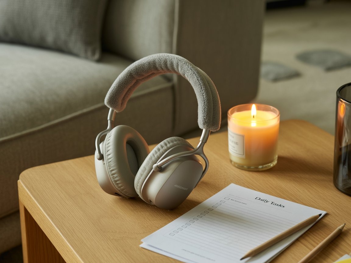 a table with a notebook and a candlelight