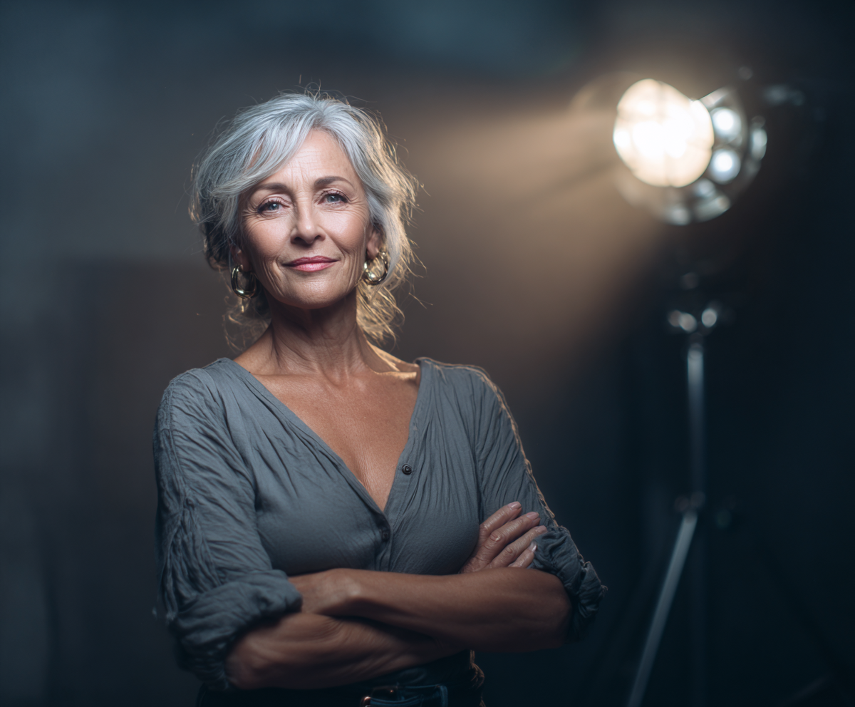 Woman in spotlight