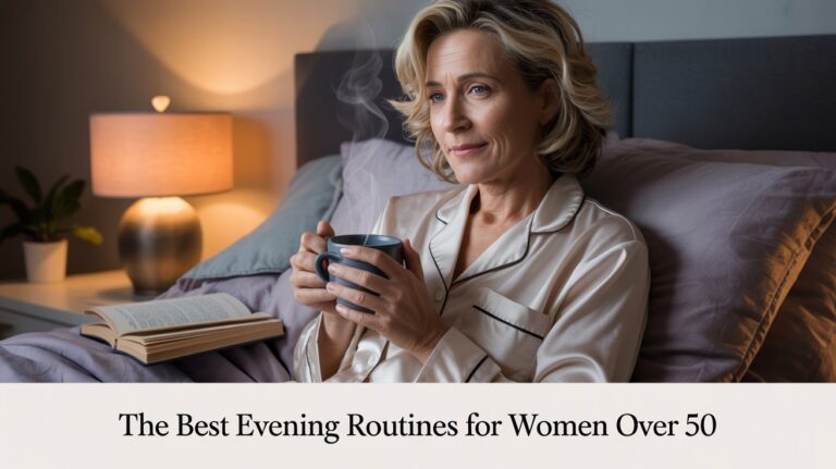 a woman sitting on a bed holding a cup of coffee