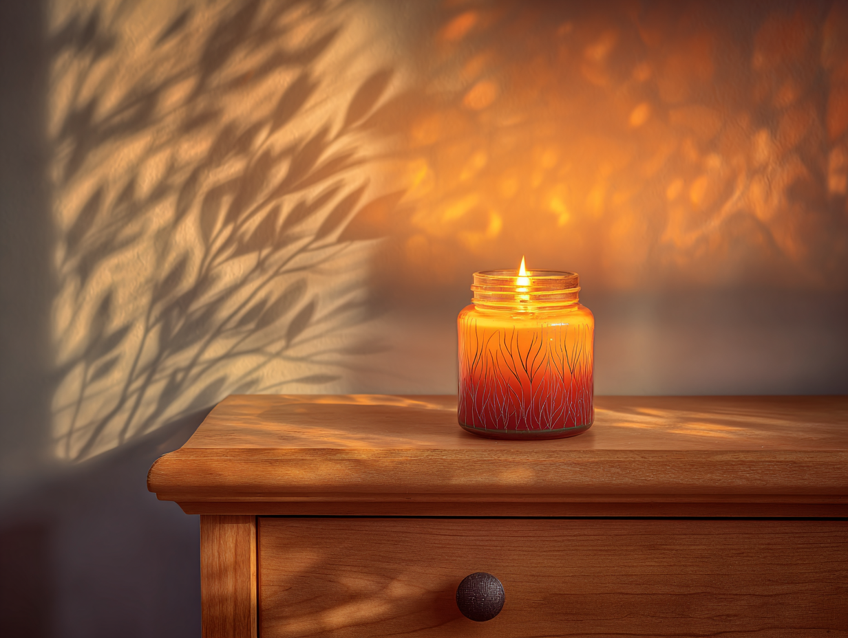 flickering bedside candle